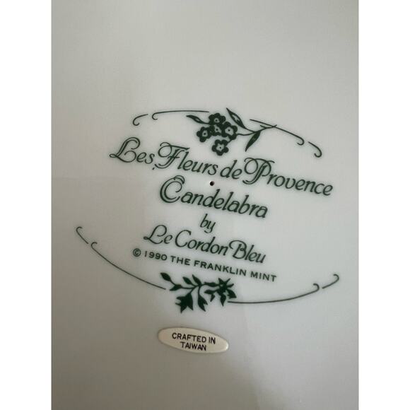 Vintage Franklin Mint Candelabra Les Fleurs De Provence Le Cordon Bleu Rose JL - Picture 11 of 11